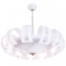 Clear and white glass frond pendant